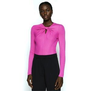 NWT FARM Rio Twist Detail Cutout Viscose Long Sleeve Bodysuit in Pink size M